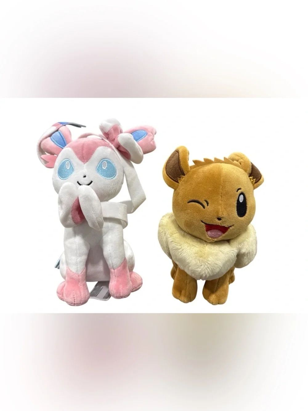 Plush Toy - Sylveon Pink & Eevee Brown Plush Set